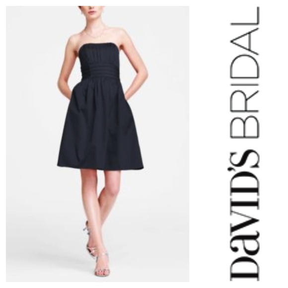 black strapless fit and flare dress